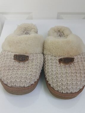 UGG Cream Knit Shearling Clog Slippers